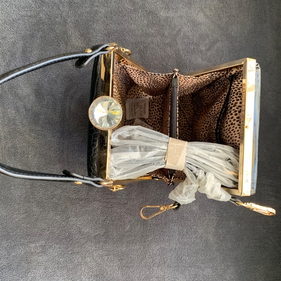 Mini Croc Handbag with Sparkle Clasp - Picture 9 of 10